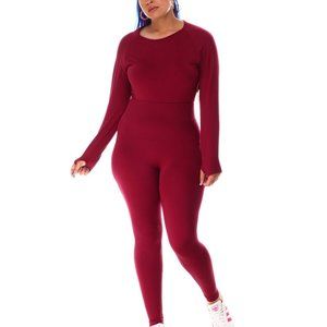 Long Sleeve Crop W/Thumb Hole And Legging